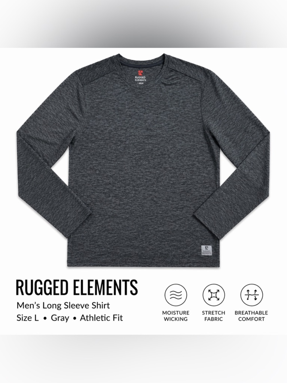 Rugged Elements Gray Performance Long Sleeve Shirt Men’s Large